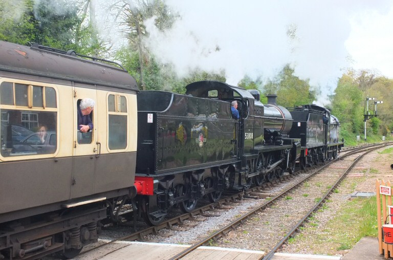 LMS 0-6-0 no 43924 and SDJR 2-8-0 no 53808 leaving Crowcombe Heathfield on 28 April 2017.

© Mark Kirby 