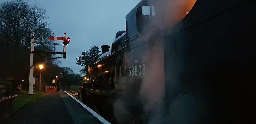 SDJR 7F 2-8-0 no 53808 waits at Crowcombe Heathfield on 29 December 2018.

© Harry McConnell 