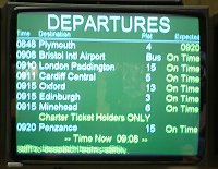 Bristol info screens: 9.15am departure to Minehead
