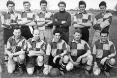 Top row (from left): Alan Kerley, Ray Frampton, Bill Chalk, Rod Frampton, Gord Marsh, Tony Chalk. Bottom row (from left): Ray Kerley, Derek Edge, Gord Chalk, Derek Biles, Gerry (Jed) Miller. Thanks to Mike Jewell and Gord Chalk for the picture.